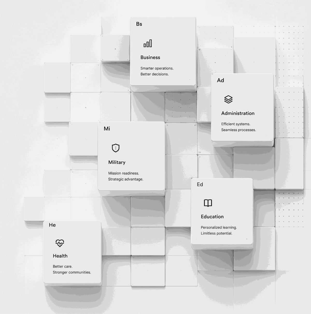 A modular structure representing connected operational systems